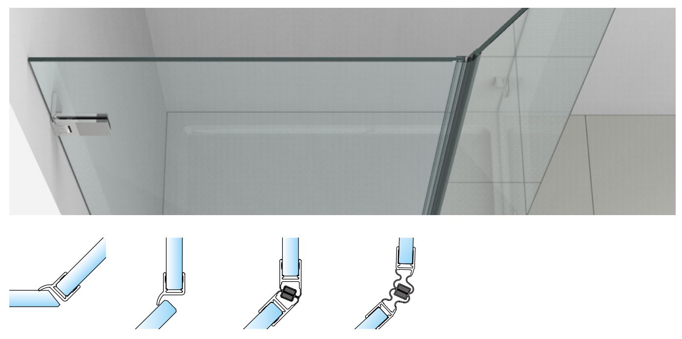 Vertikálny profil pre spoj sklo-sklo 135°