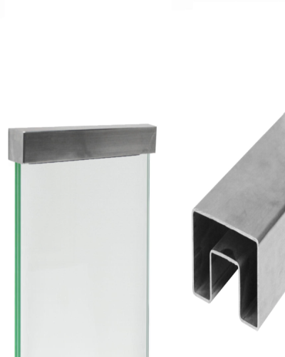 Hranaté madlo uchytené na skle