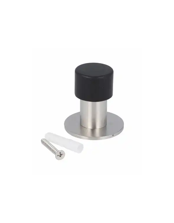 Nerezový doraz dverí s čiernou gumenou hlavicou priemer 22 x 50 mm