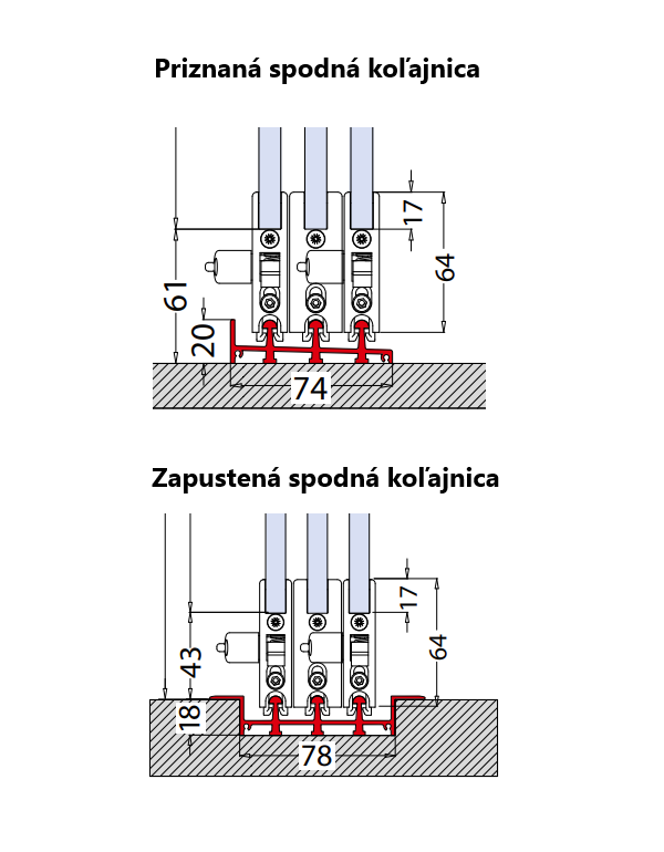 Skladacia stena pre 3 posuvné krídla