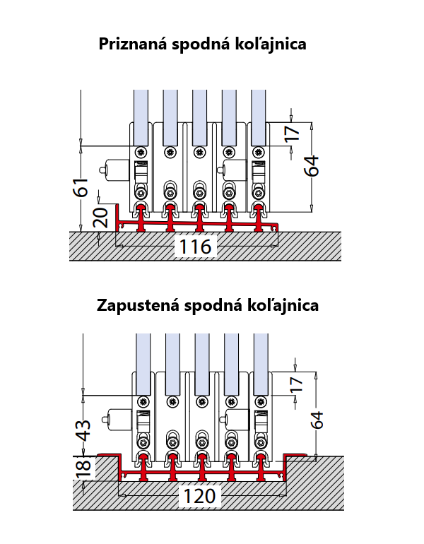 Skladacia stena pre 5 posuvných krídel