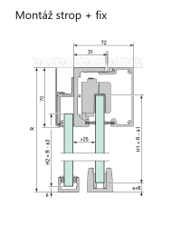 Koľajnica pre uchytenie fixného panelu pre systémy automatických dverách